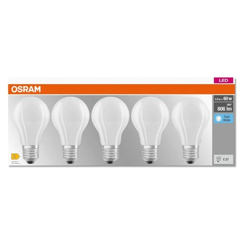 OSRAM LED BASE CLASSIC A lampe mate (ex 60W) 7W / 4000K blanc froid E27
