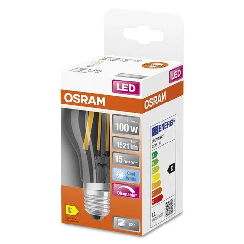 OSRAM Retrofit Classic A Lampe LED à intensité variable (ex 100W) 12W / 4000K blanc froid E27