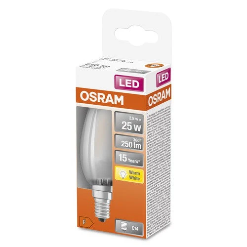 OSRAM Retrofit Classic B ampoule LED forme bougie mate (ex 25W) 2,5W / 2700K blanc chaud E14