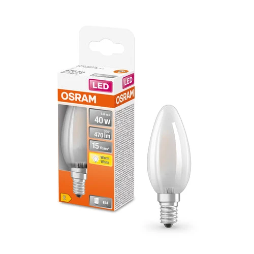 OSRAM Retrofit Classic B ampoule LED forme bougie mate (ex 40W) 4W / 2700K blanc chaud E14