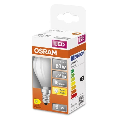 OSRAM LED Rétrofit CLASSIC P 60 5.5 W/2700 K E14, Blanc chaud
