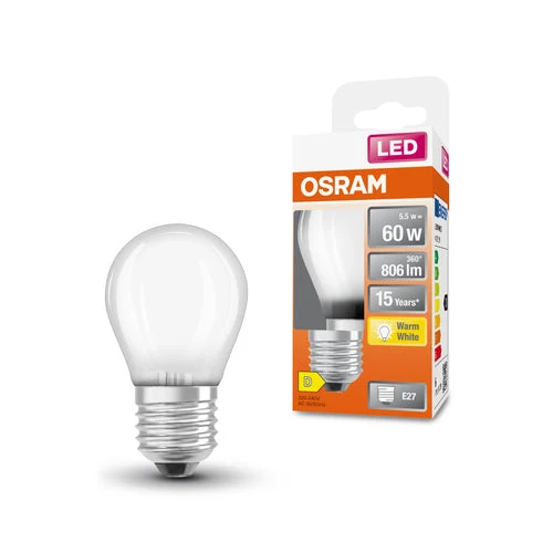 OSRAM LED Retrofit Classic P Lampe LED mate (ex 60W) 5,5W / 2700K blanc chaud E27