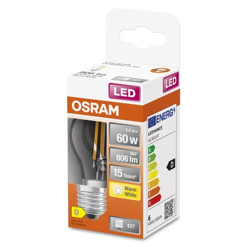 OSRAM LED Retrofit Classic P Lampe LED (ex 60W) 6W / 2700K blanc chaud E27