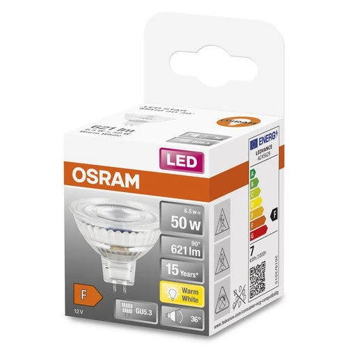 OSRAM LED STAR MR16 12V LED Spot (ex 50W) 6.5W / 2700K blanc chaud GU5.3
