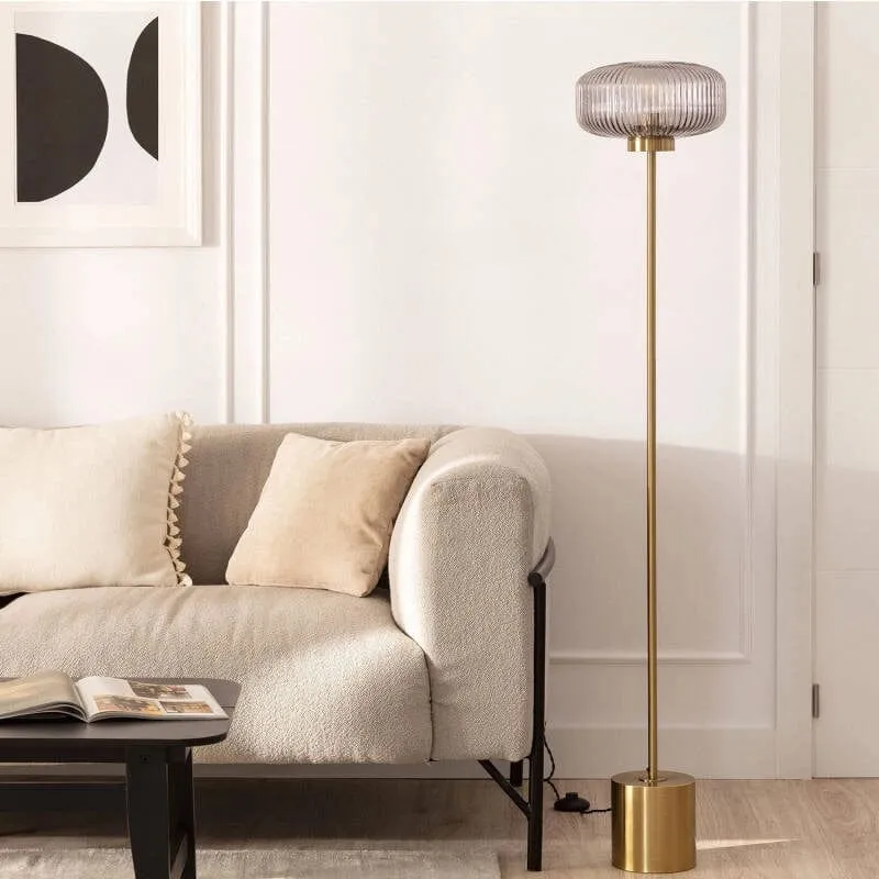 Lampadaire Doré et Verre