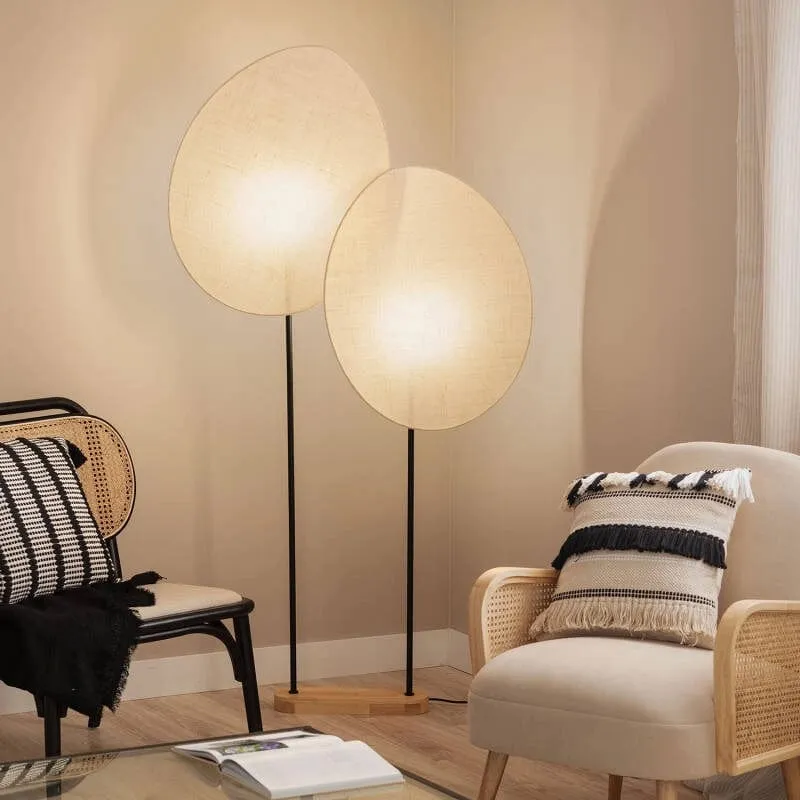 Double Lampadaire Beige Feuille Textile
