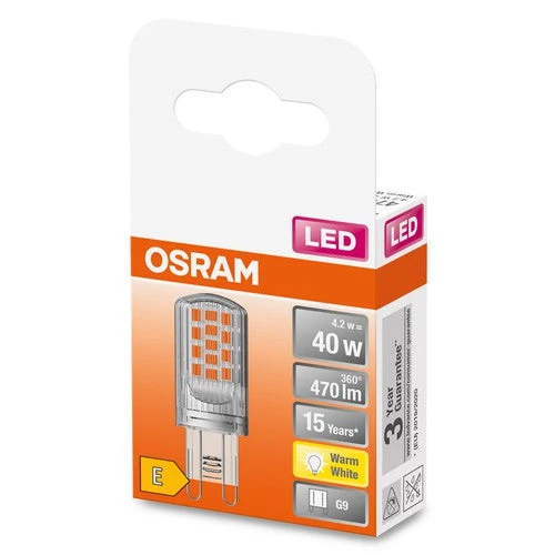 OSRAM lampe à broche LED (ex 40W) 4,2W / 2700K blanc chaud PIN G9