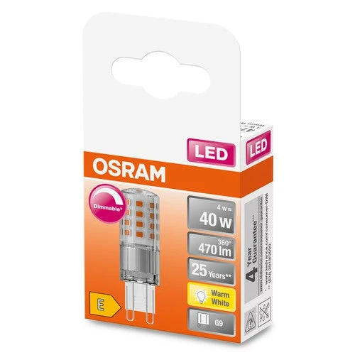 OSRAM lampe à broche LED dimmable (ex 40W) 4,4W / 2700K blanc chaud PIN G9