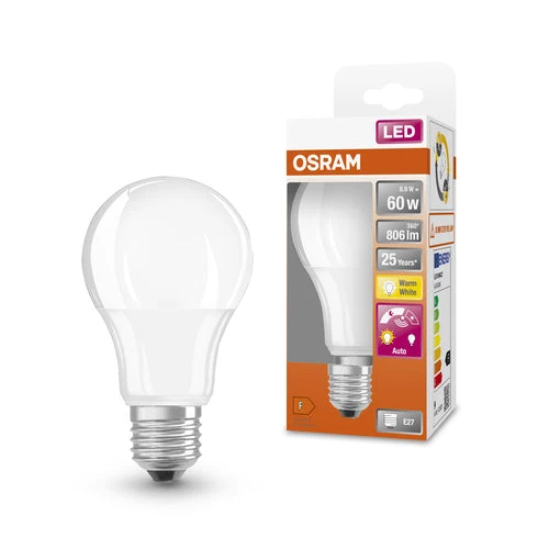 OSRAM LED DAYLIGHT Sensor Classic A Lampe LED mate (ex 60W) 9W / 2700K blanc chaud E27