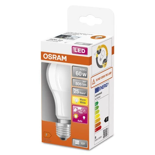 OSRAM LED DAYLIGHT Sensor Classic A Lampe LED mate (ex 60W) 9W / 2700K blanc chaud E27