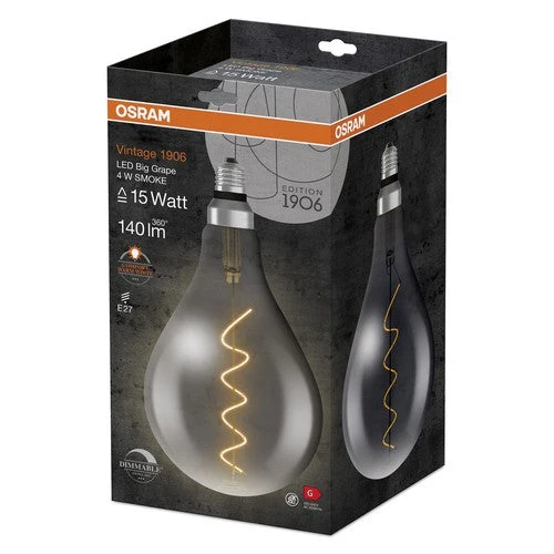 OSRAM Vintage 1906® LED Lampe dimmbar (ex 12W) 5W / 1800K Warmweiß E27 Rauchglas Optik, E27