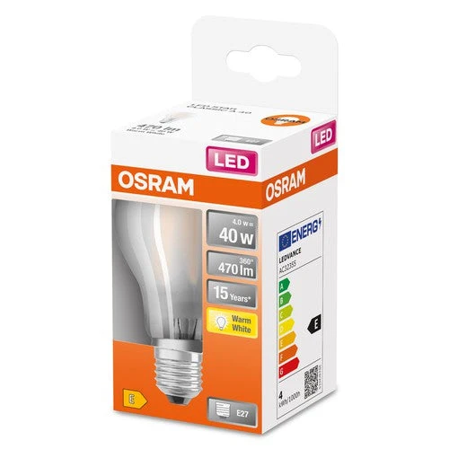 OSRAM LED Retrofit Classic A Lampe LED mat (ex 40W) 4W / 2700K Warmweiß E27