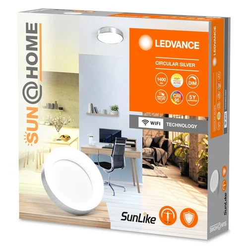 Plafonnier LEDVANCE SUN@HOME, 450 mm, argent, 18,5 W, 500 lm