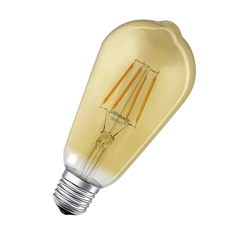 LEDVANCE Lampe LED intelligente avec technologie WiFi de forme Edison dorée, culot E27, dimmable, blanc chaud (2400K), remplace les lampes à incandescence de 53 W, SMART+ WiFi Classic Dimmable, lot de 1