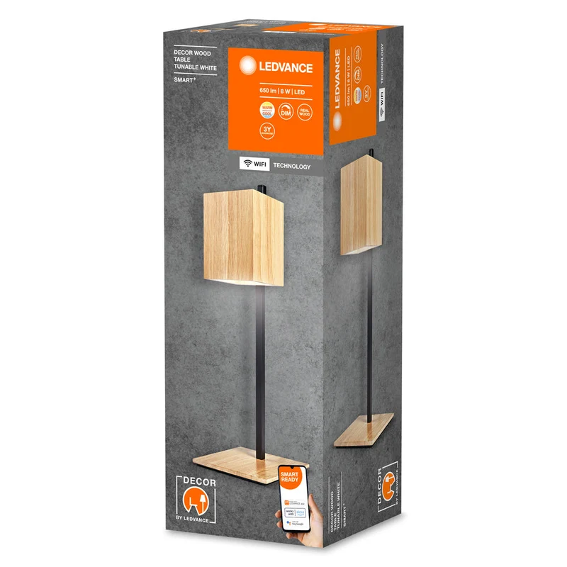 LEDVANCE SMART+ WiFi lampe de table DECOR, 8W, 650lm, bois
