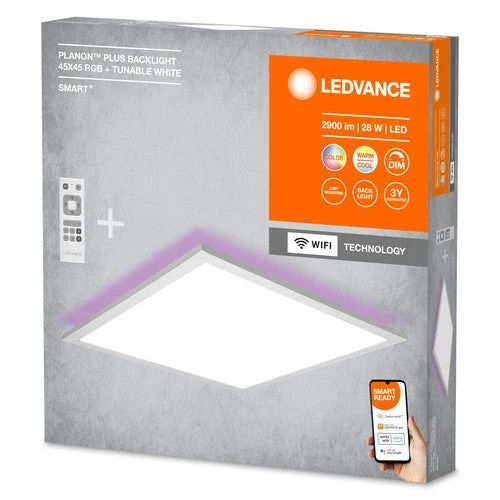 LEDVANCE SMART+ WiFi panneau LED cadre 45cm x 45cm, RVB, incl. télécommande 27W, 1800lm, blanc