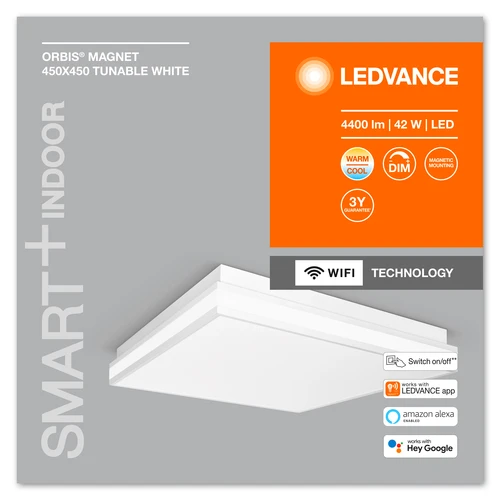 LEDVANCE Wifi SMART+ ORBIS MAGNET Plafonnier LED 45x45cm Tunable Blanc 42W / 3000-6500K blanc