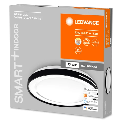 LEDVANCE Wifi SMART+ ORBIS LISA Plafonnier LED 50cm réglable blanc 30W / 2700-6500K noir
