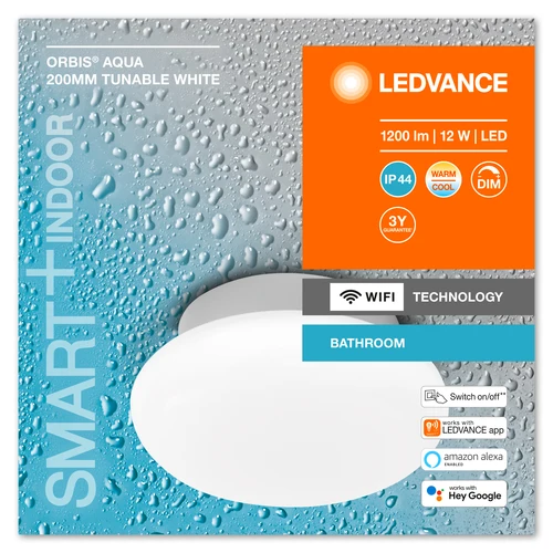 LEDVANCE Wifi SMART+ ORBIS LED AQUA plafonnier salle de bain 20cm réglable blanc 12W / 3000-6500K