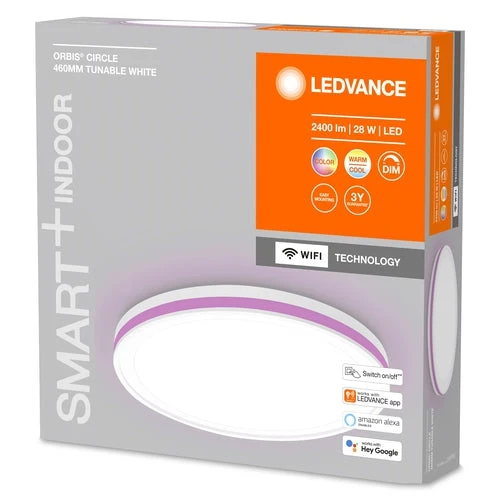 LEDVANCE Wifi SMART+ ORBIS CIRCLE Plafonnier LED RGBW multicolore 46cm réglable blanc 28W / 3000-6500K blanc