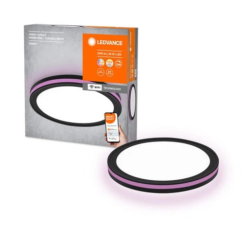 LEDVANCE Wifi SMART+ ORBIS CIRCLE Plafonnier LED RGBW multicolore 46cm blanc tunable 28W / 3000-6500K noir
