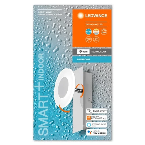 LEDVANCE Wifi SMART+ ORBIS WAVE Applique murale à LED pour salle de bain 20cm blanc tunable 8W / 3000-6500K