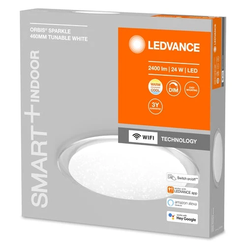 LEDVANCE Wifi SMART+ ORBIS SPARKLE Plafonnier LED 46cm blanc tunable 24W / 2700-6500K