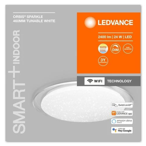 LEDVANCE Wifi SMART+ ORBIS SPARKLE Plafonnier LED 46cm blanc tunable 24W / 2700-6500K