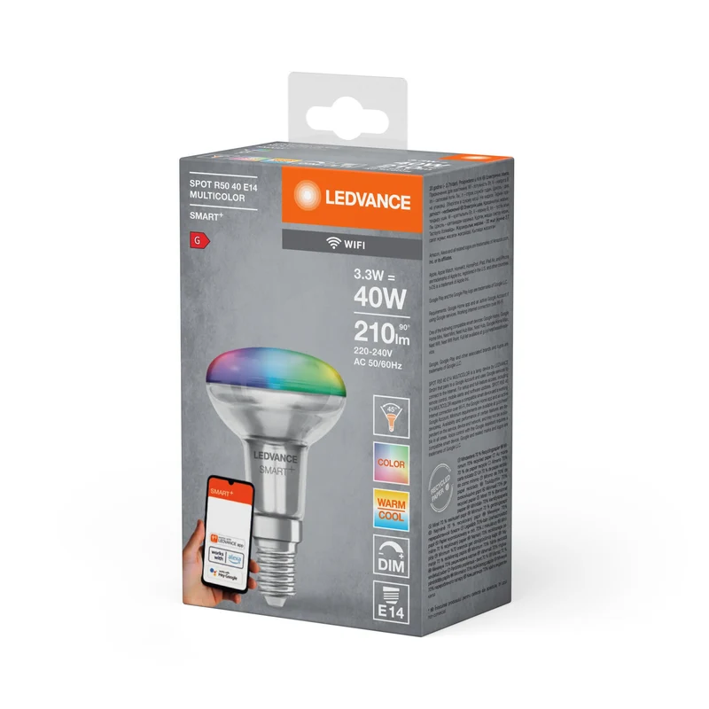 LEDVANCE Wifi SMART+ SPOT CONCENTRA RGBW Multicolore R50 (ex 40W) 3W / 2700-6500KE14