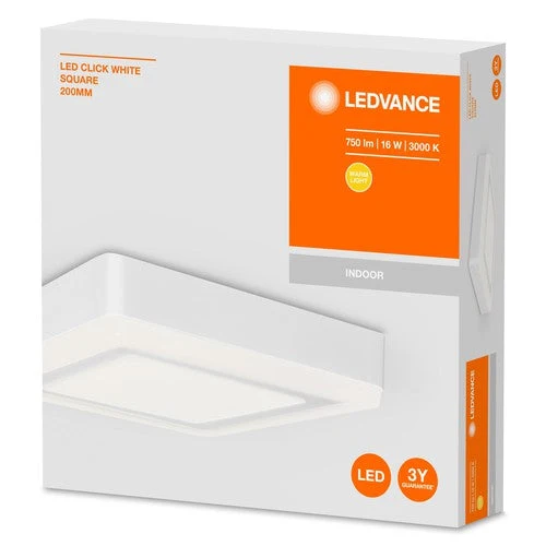 LEDVANCE LED CLICK Plafonnier blanc SQ 20cm 15 W