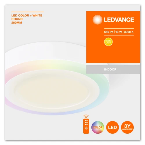 LEDVANCE LED color + blanc, applique et plafonnier, aluminium, 19 W