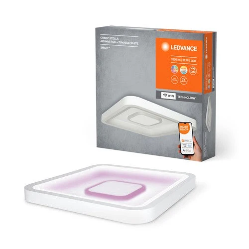 LEDVANCE Wifi SMART+ ORBIS STELLA LED RGBW plafonnier multicolore 48,5x48,5cm blanc réglable 32W / 2700-6500K