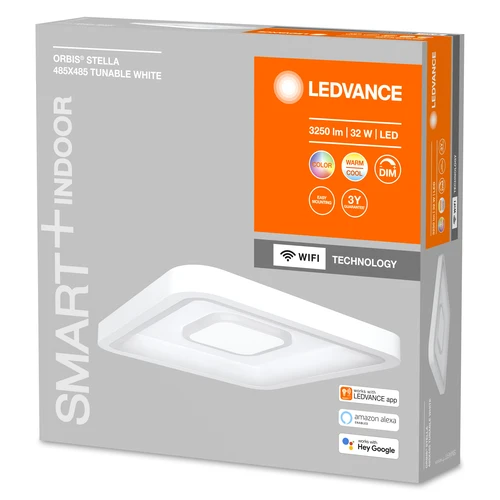 LEDVANCE Wifi SMART+ ORBIS STELLA LED RGBW plafonnier multicolore 48,5x48,5cm blanc réglable 32W / 2700-6500K