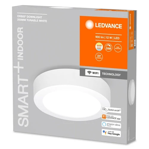LEDVANCE Luminaire : pour plafond, SMART SURFACE DOWNLIGHT TW / 12 W, 220…240 V, angle de rayonnement : 110, blanc réglable, 3000…6500 K