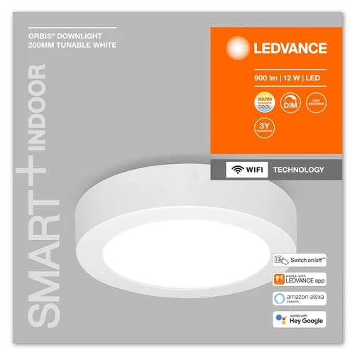 LEDVANCE Luminaire : pour plafond, SMART SURFACE DOWNLIGHT TW / 12 W, 220…240 V, angle de rayonnement : 110, blanc réglable, 3000…6500 K
