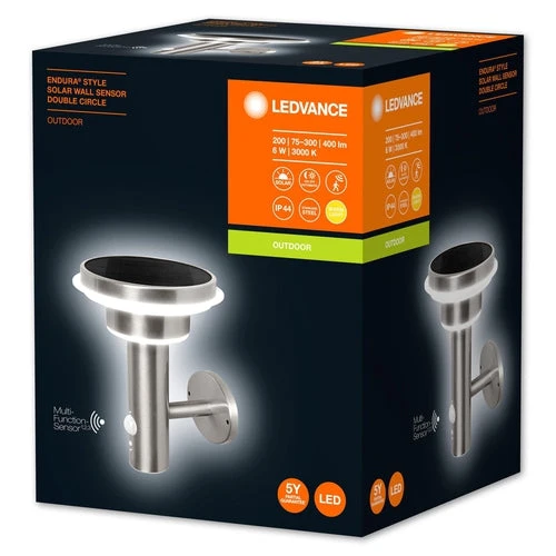 Applique murale LED solaire LEDVANCE ENDURA® Style Double Circle avec capteur 6W / 3000K blanc chaud