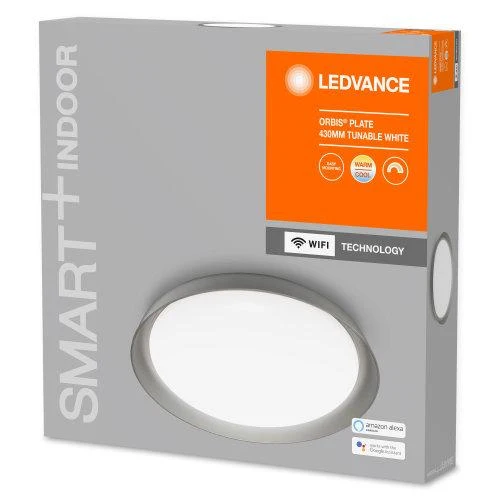 LEDVANCE Wifi SMART+ Orbis Plate Plafonnier LED Tunable Blanc 43cm 24W / 3000-6500K Gris