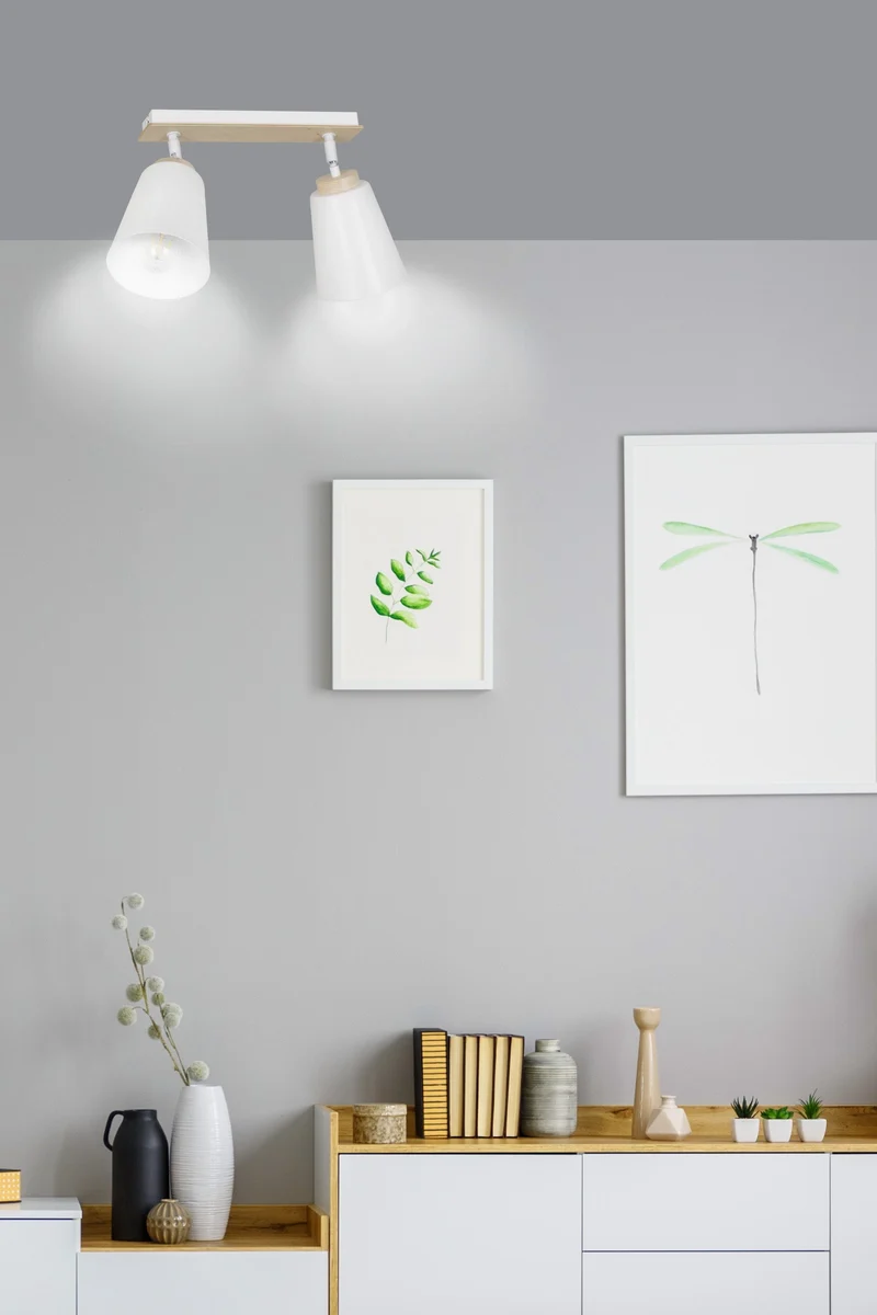 Plafonnier Blanc Et Bois