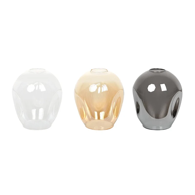Lustre 3 Suspensions Rondes en Verre noir fumé