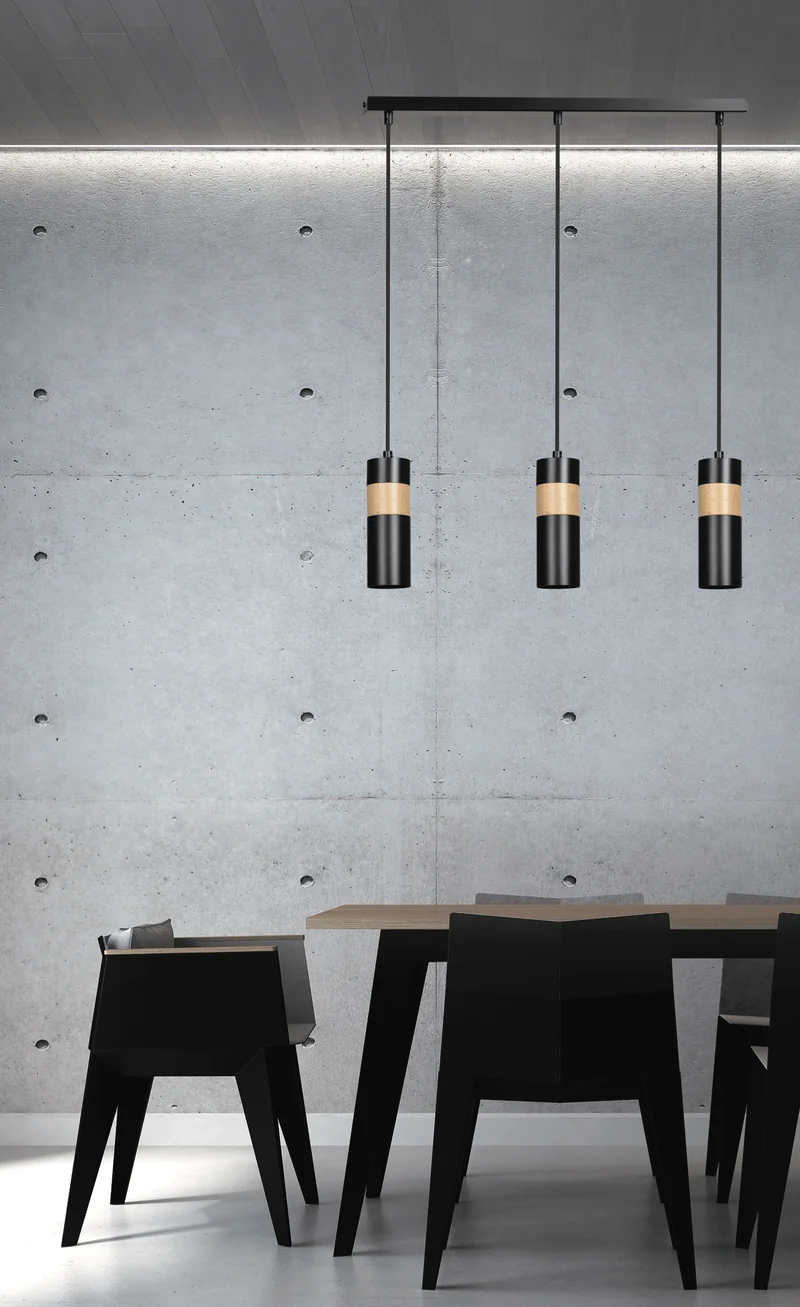 Suspension Luminaire Noir Et Bois