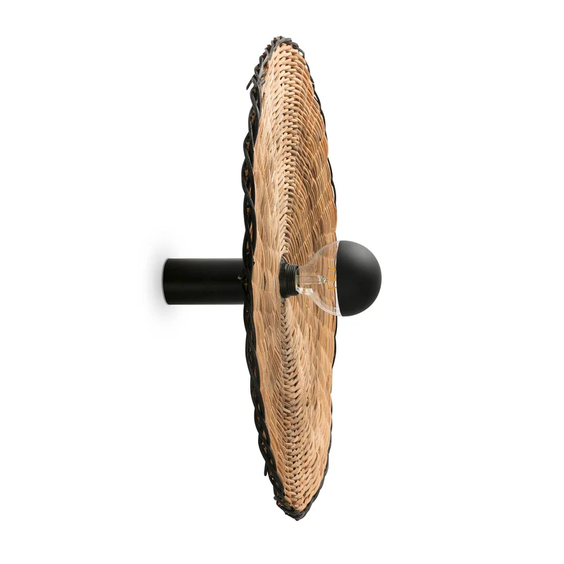 Faro Costas H140 Black/Rattan Wall/Ceiling Lamp