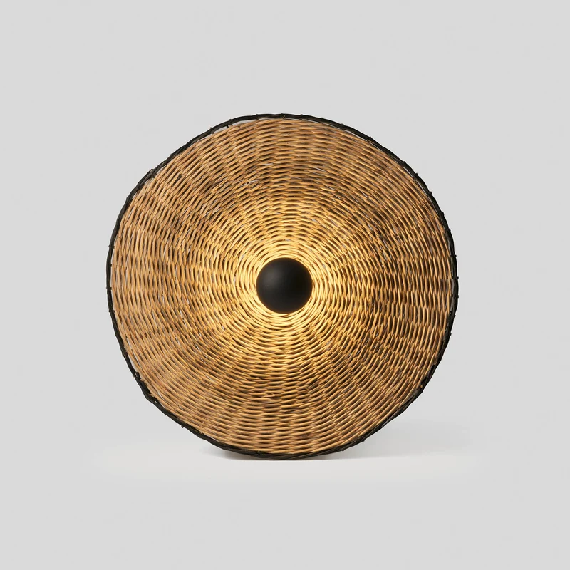Faro Costas H140 Black/Rattan Wall/Ceiling Lamp