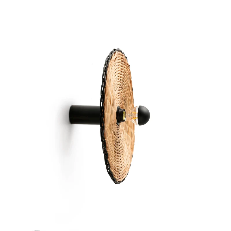 Faro Costas H140 Black/Rattan Wall/Ceiling Lamp
