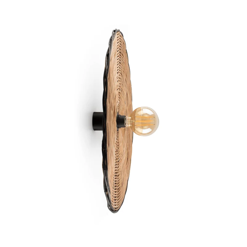Faro Costas H70 Black/Rattan Wall/Ceiling Lamp