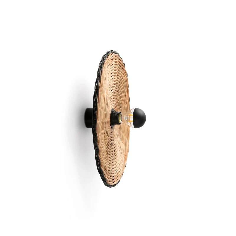 Faro Costas H70 Black/Rattan Wall/Ceiling Lamp