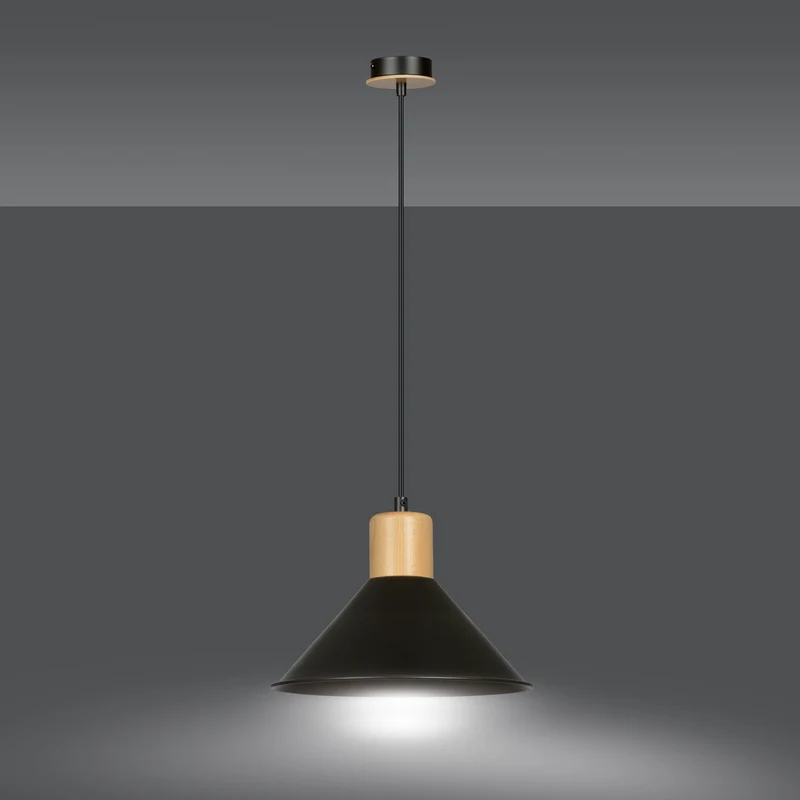 Luminaire Suspendu Bois Et Metal Noir