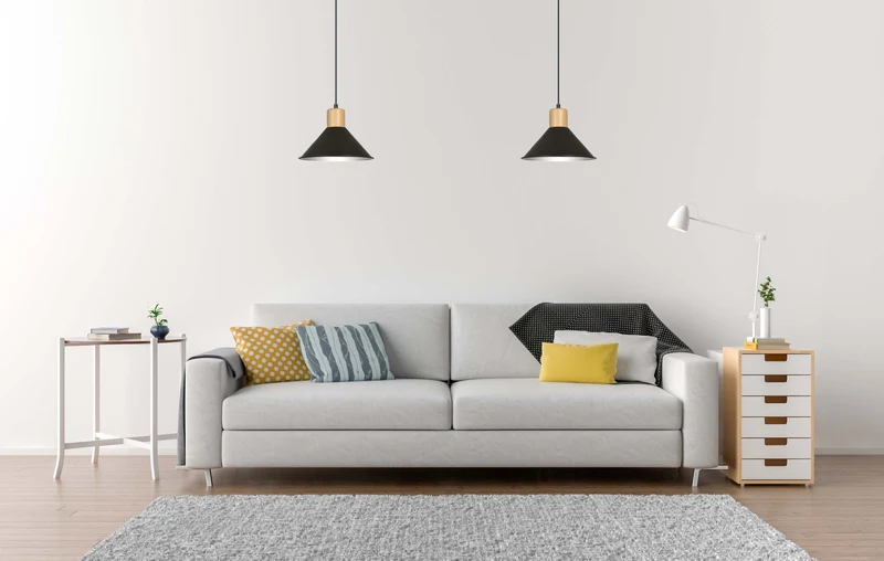 Luminaire Suspendu Bois Et Metal Noir