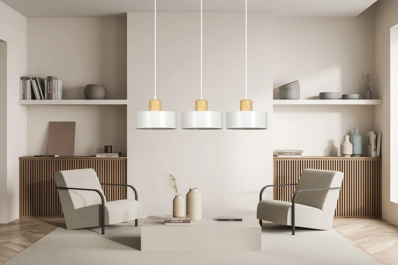 Suspension Luminaire Bois Et Blanc