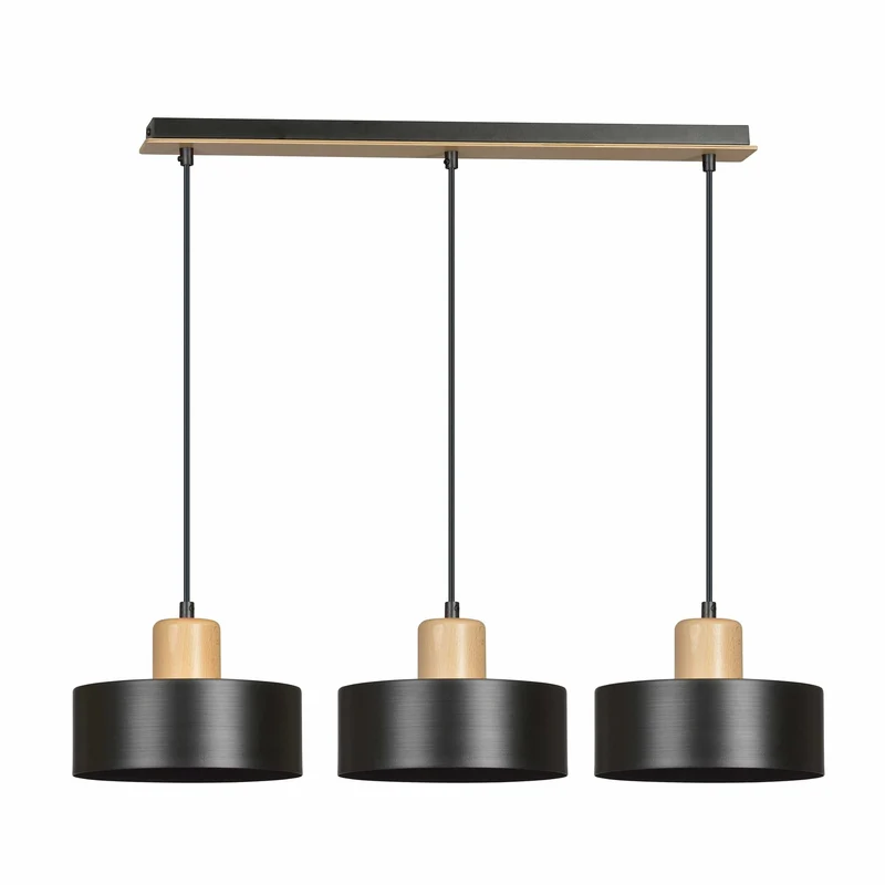 Luminaire Suspendu Bois Et Noir