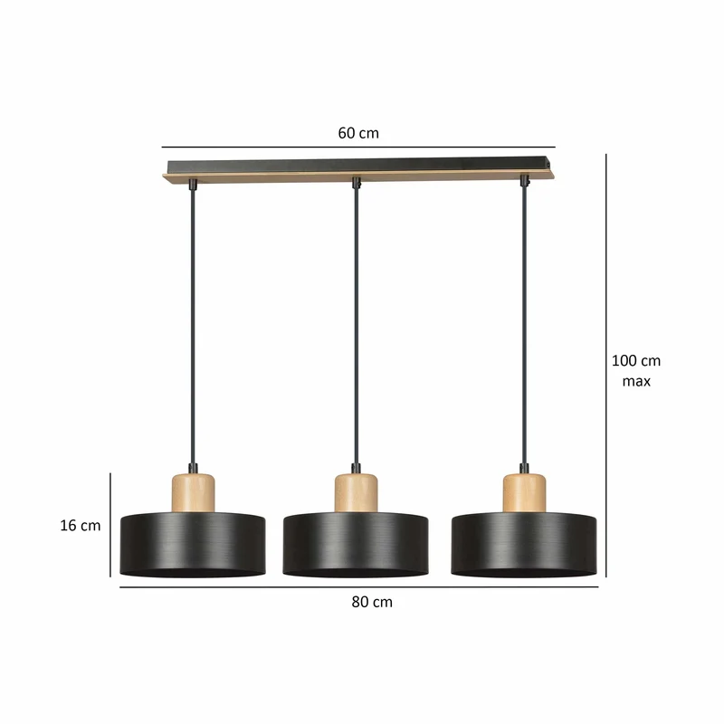 Luminaire Suspendu Bois Et Noir